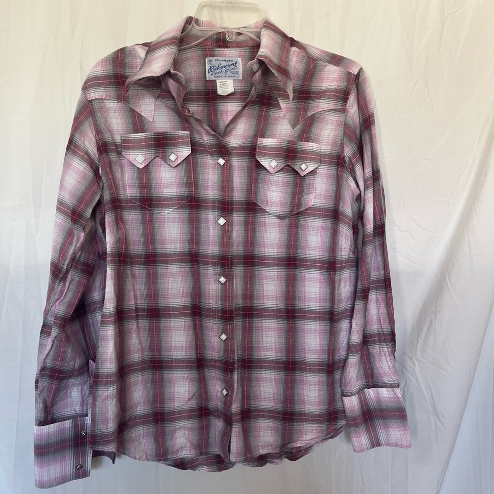 Rockmount Ranch Wear Diamond Pearl Snap Button Up Plaid Shirt USA VTG Tru West L